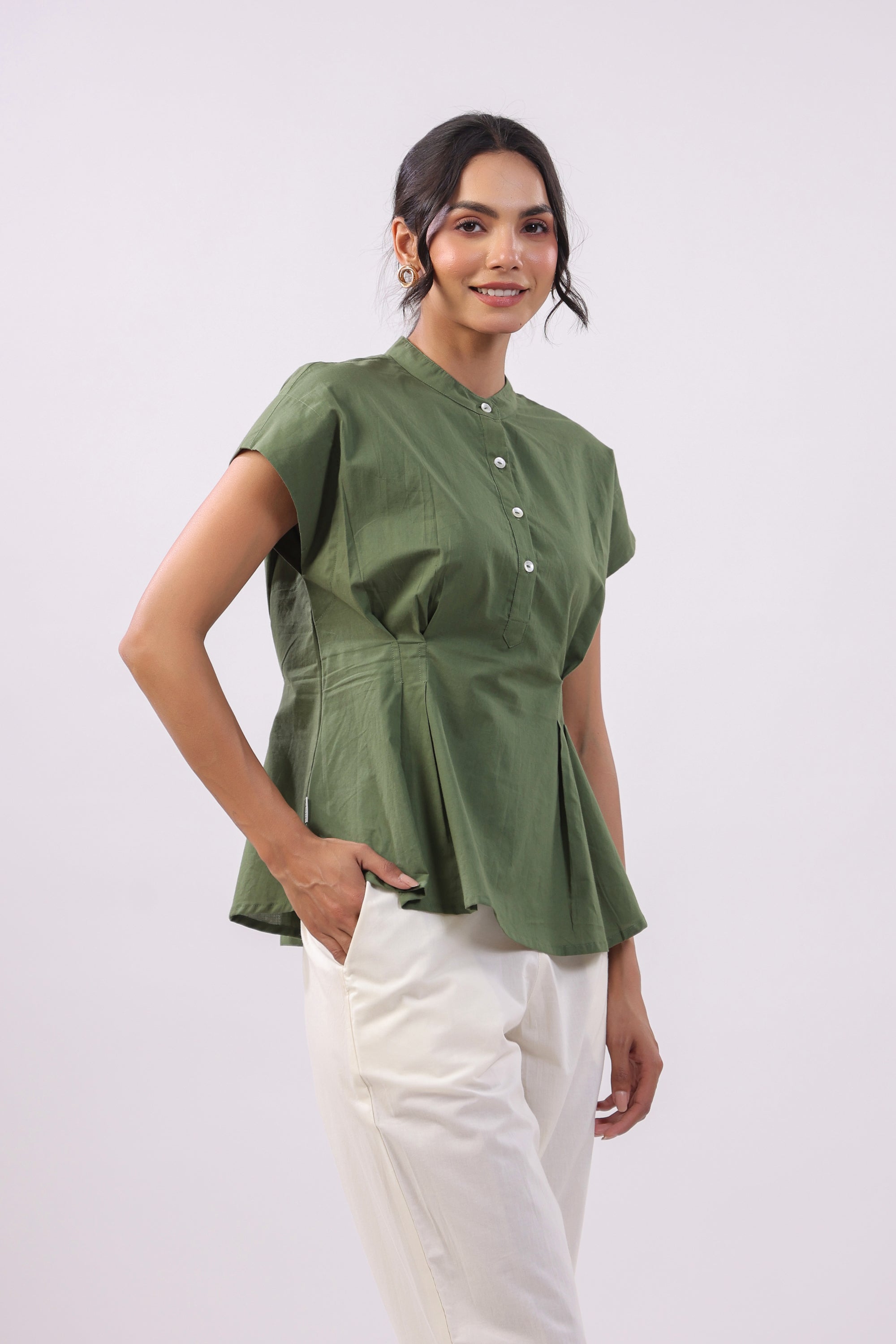 Olive Grace Peplum Cotton Top