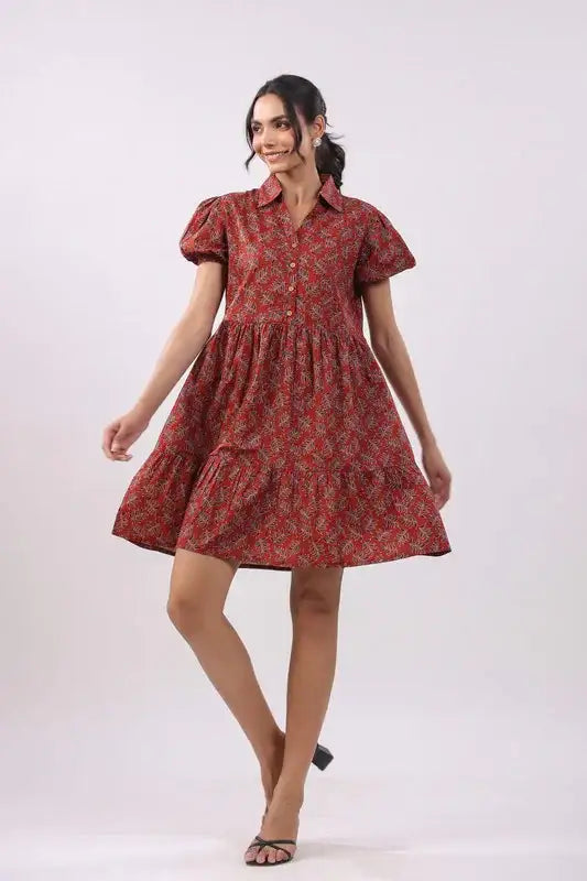 Ruby Radiance Cotton Dress