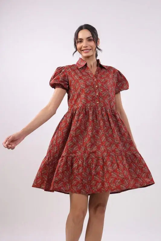 Ruby Radiance Cotton Dress