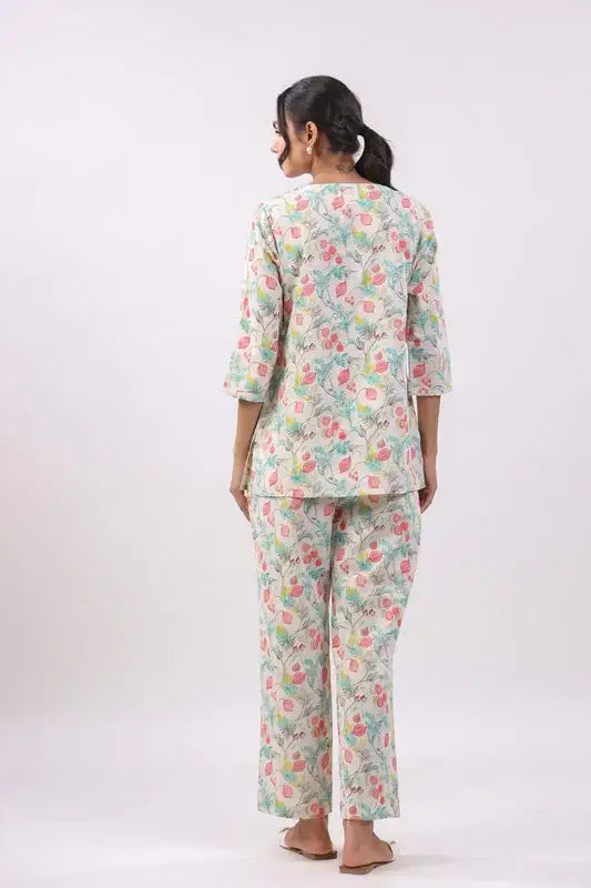 Pastel Bloom Cotton Flex Loungewear Top Set