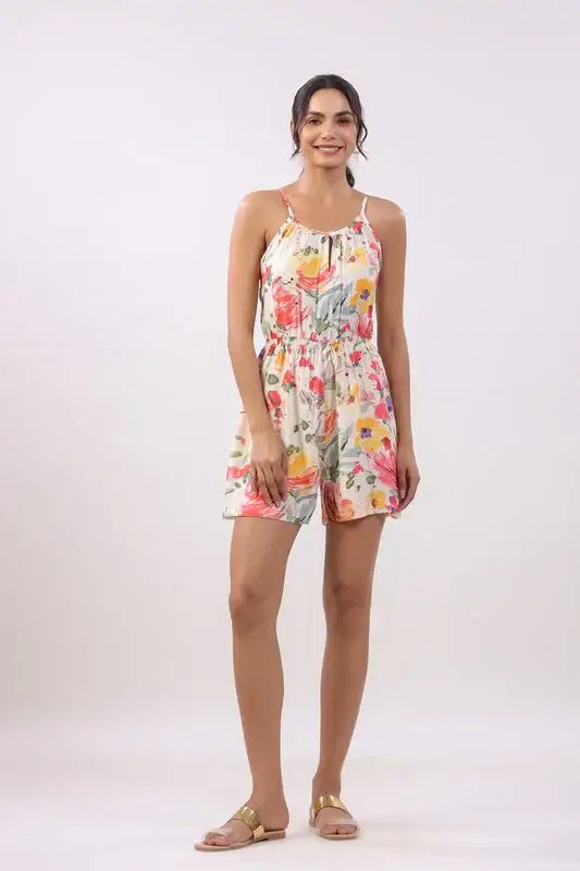 Sun-Kissed Bloom Muslin Silk Playsuit