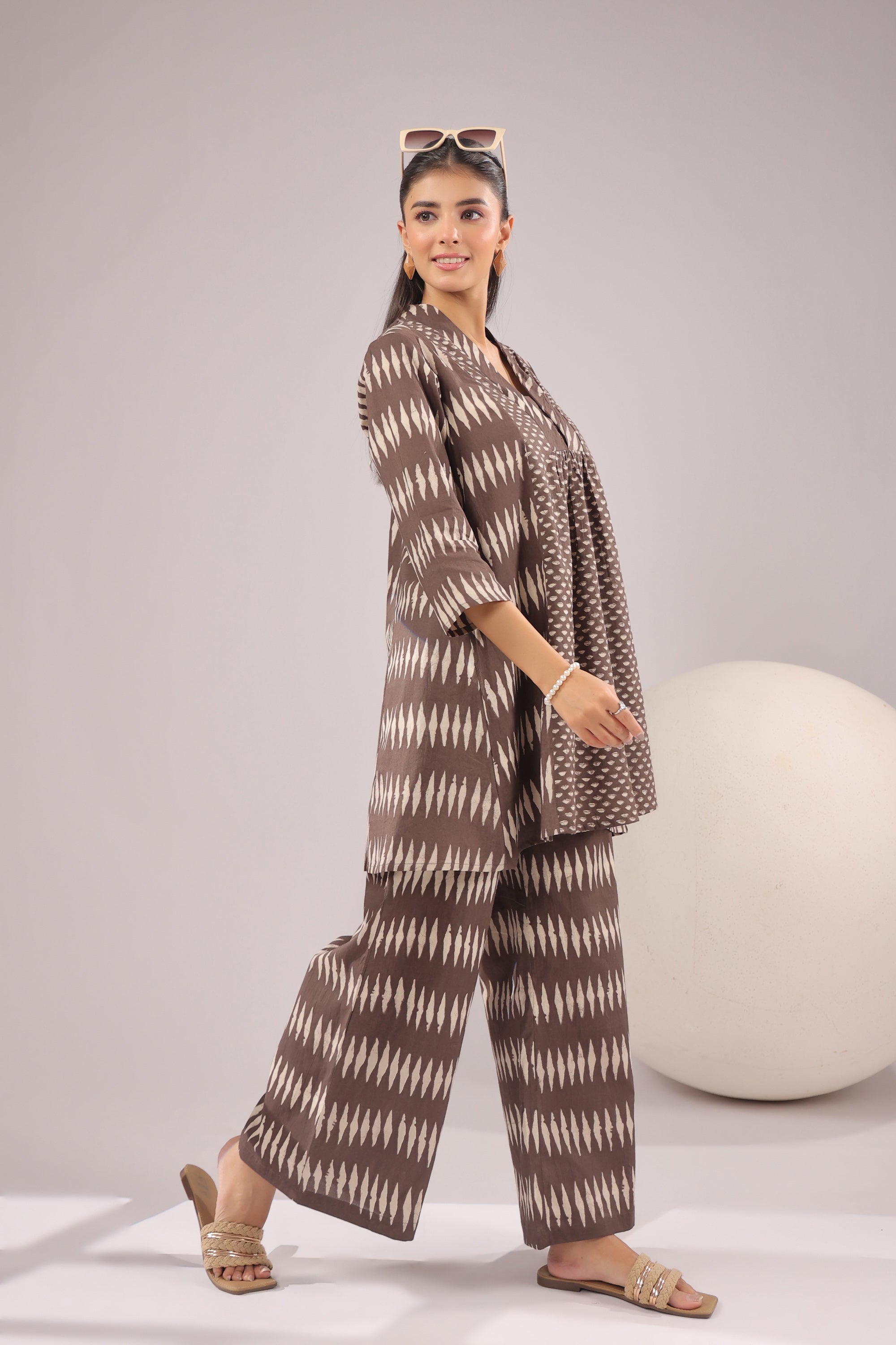 Mocha Mirage Printed Cotton Co-ord Set