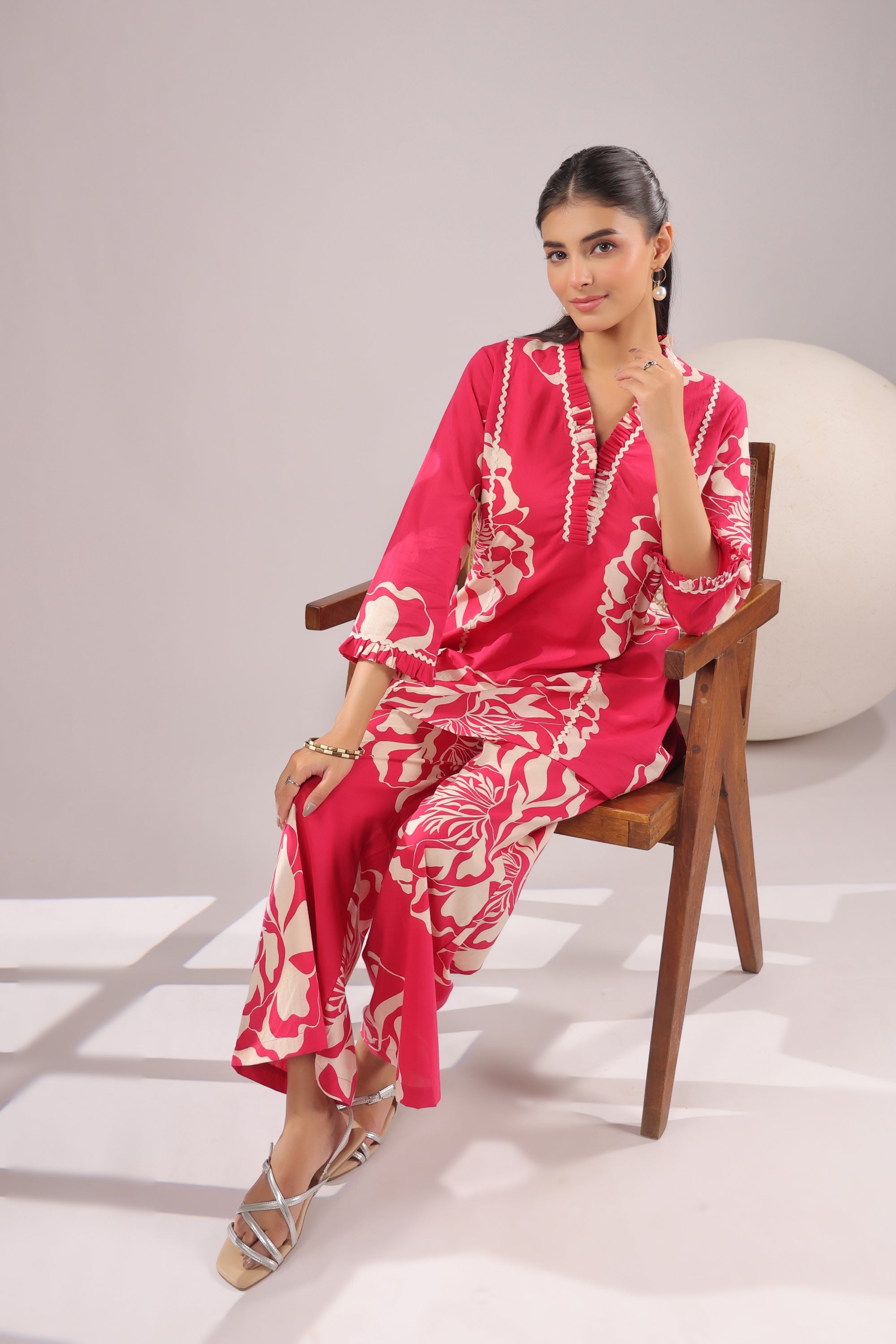 Fuchsia Bloom Printed Cotton Co-ord Set