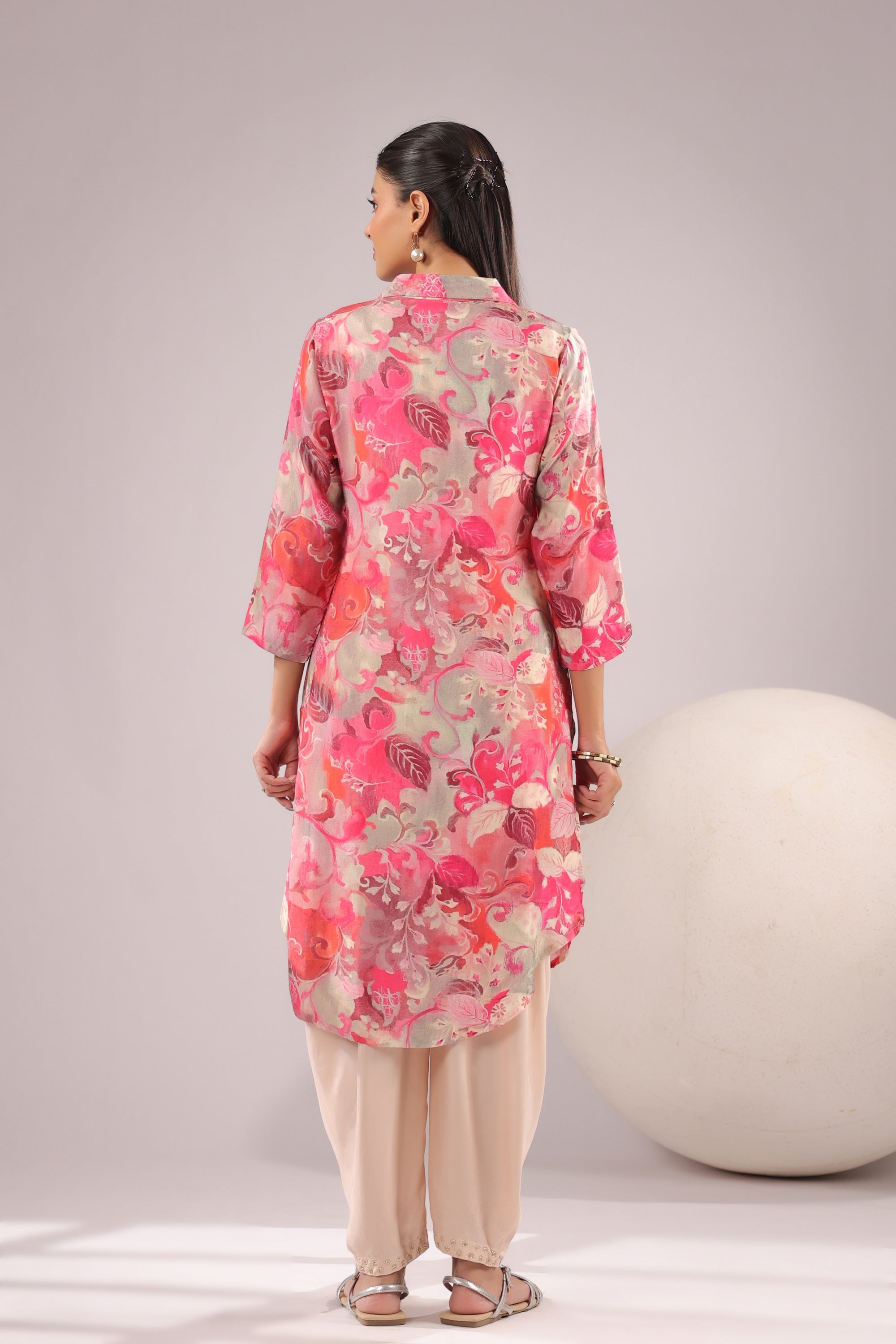 Pink Luxe Floral Russian Silk Co-ord Set