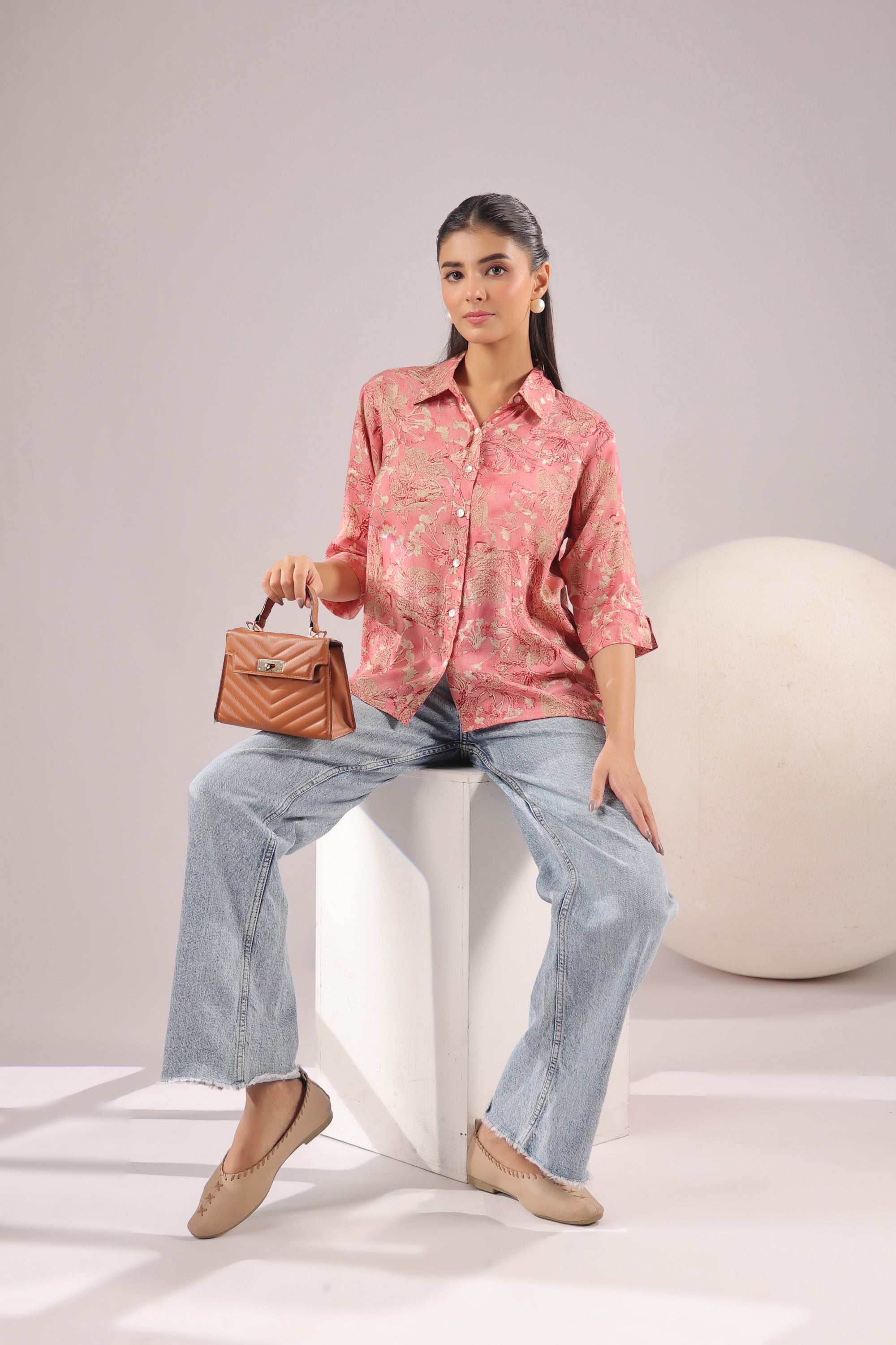 Rosewood Garden Printed Muslin Silk Shirt