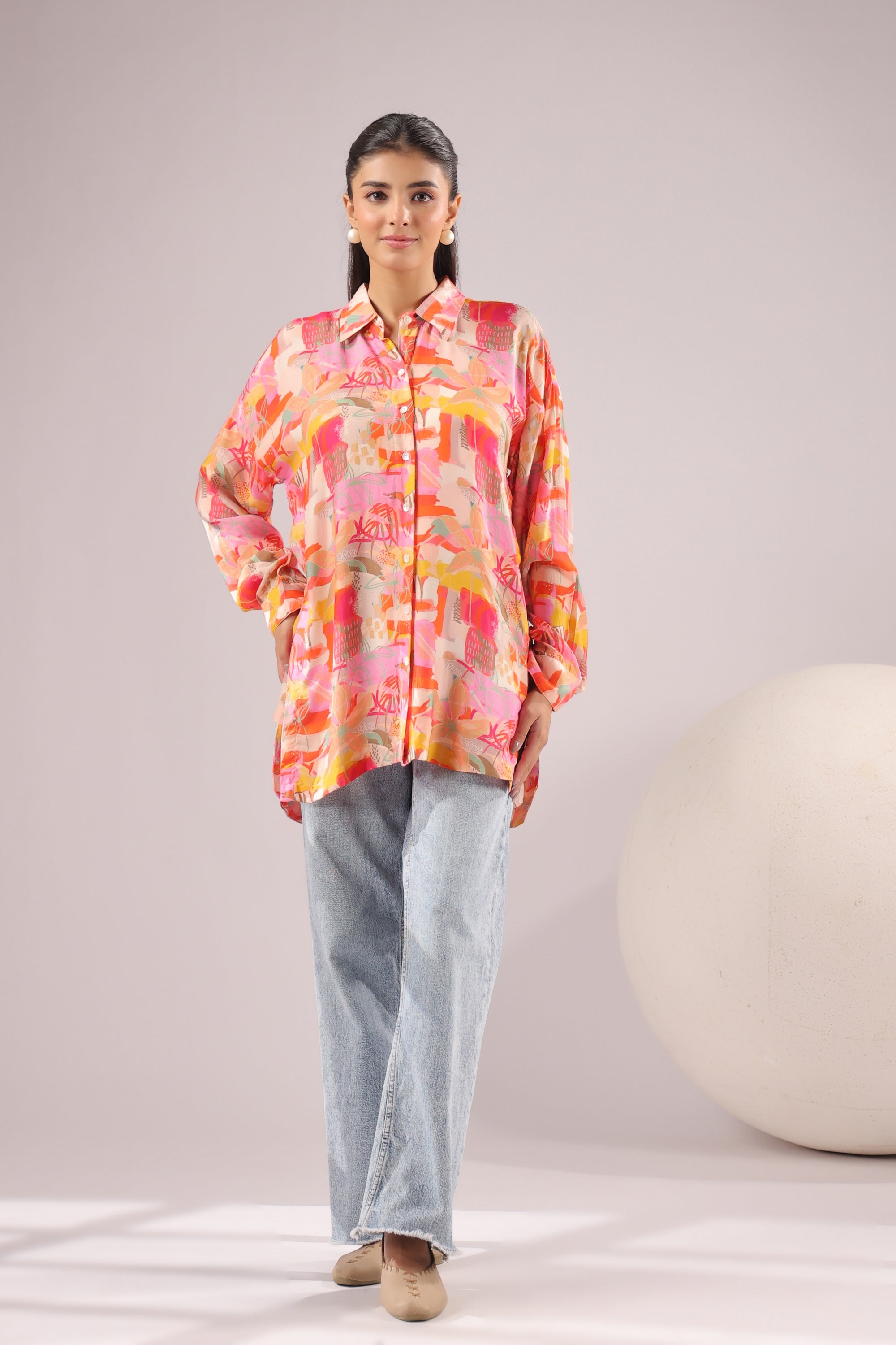 Sunset Mirage Printed Muslin Silk Shirt