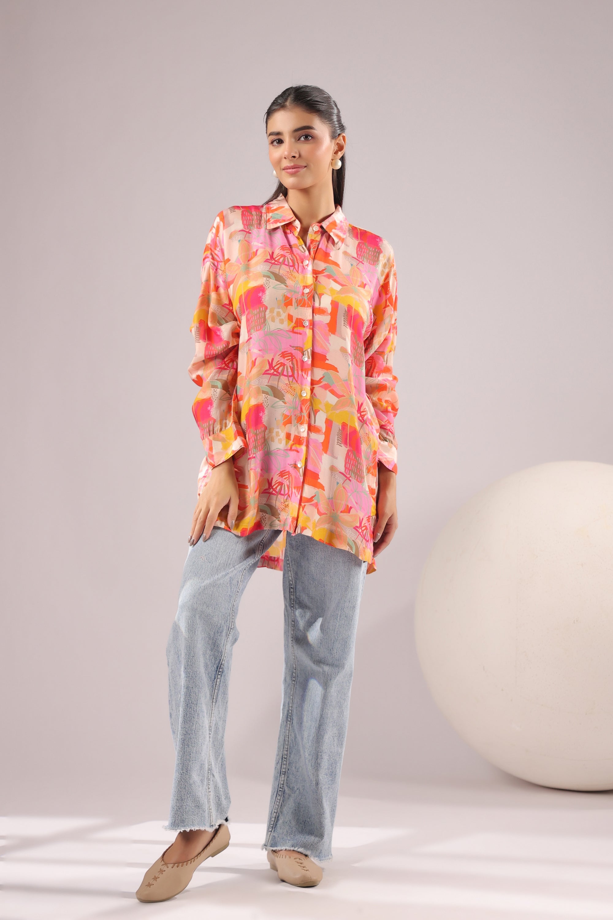 Sunset Mirage Printed Muslin Silk Shirt