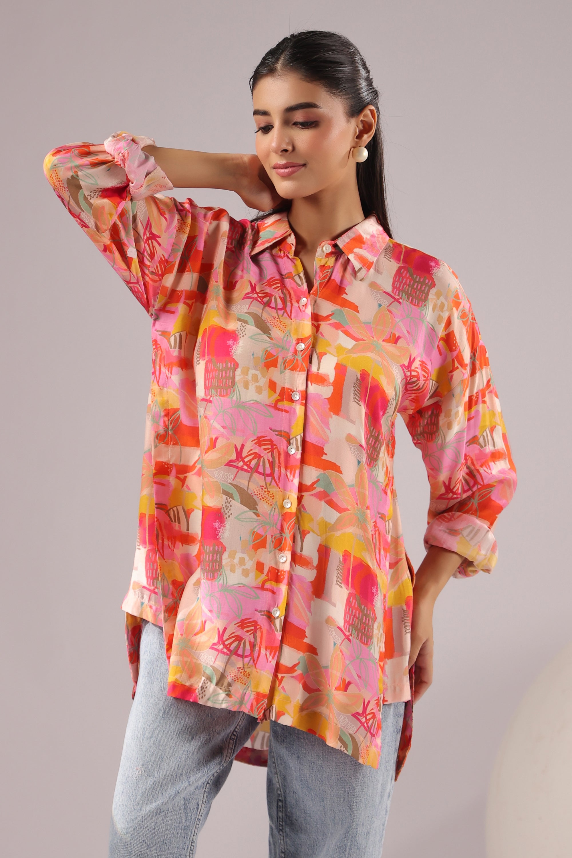 Sunset Mirage Printed Muslin Silk Shirt