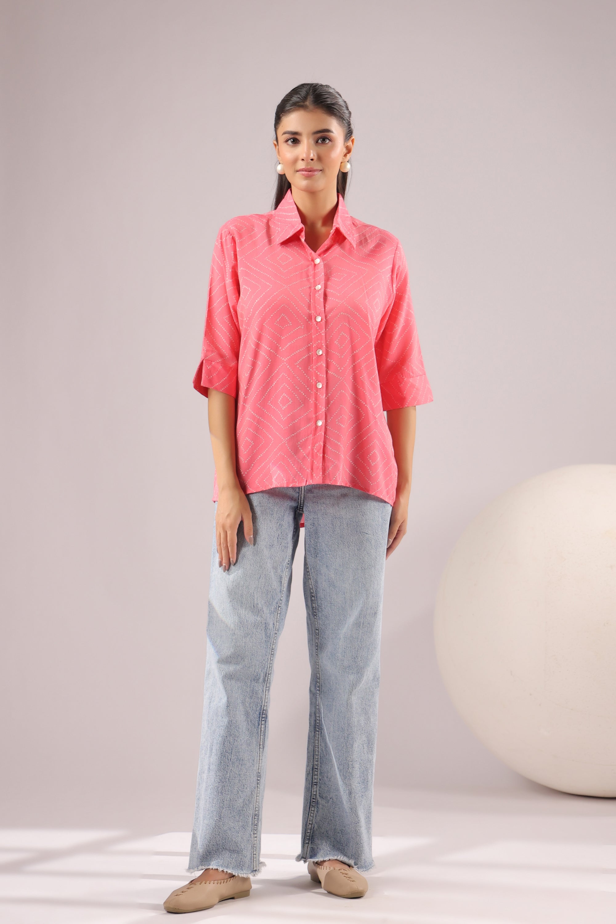 Coral Haze Printed Muslin Silk Shirt