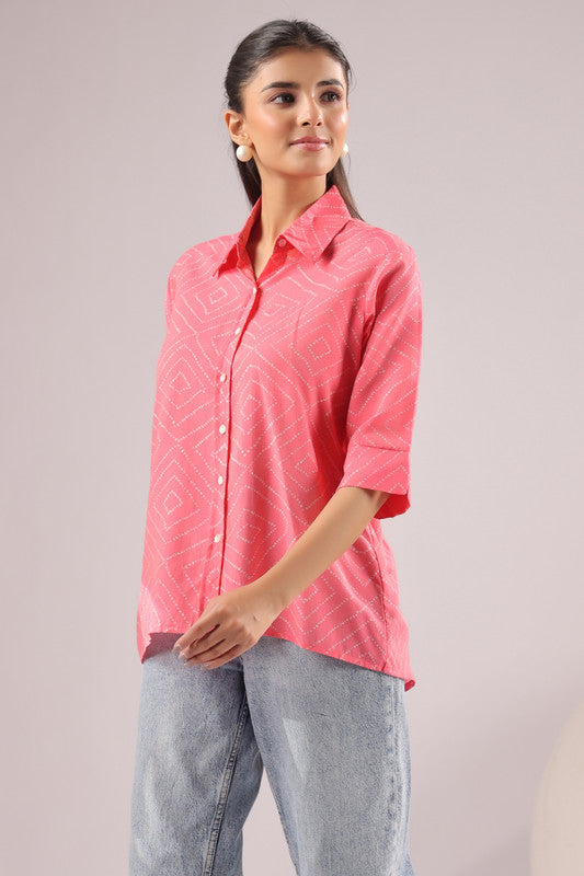 Coral Haze Printed Muslin Silk Shirt