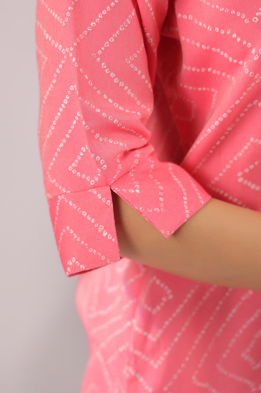 Coral Haze Printed Muslin Silk Shirt