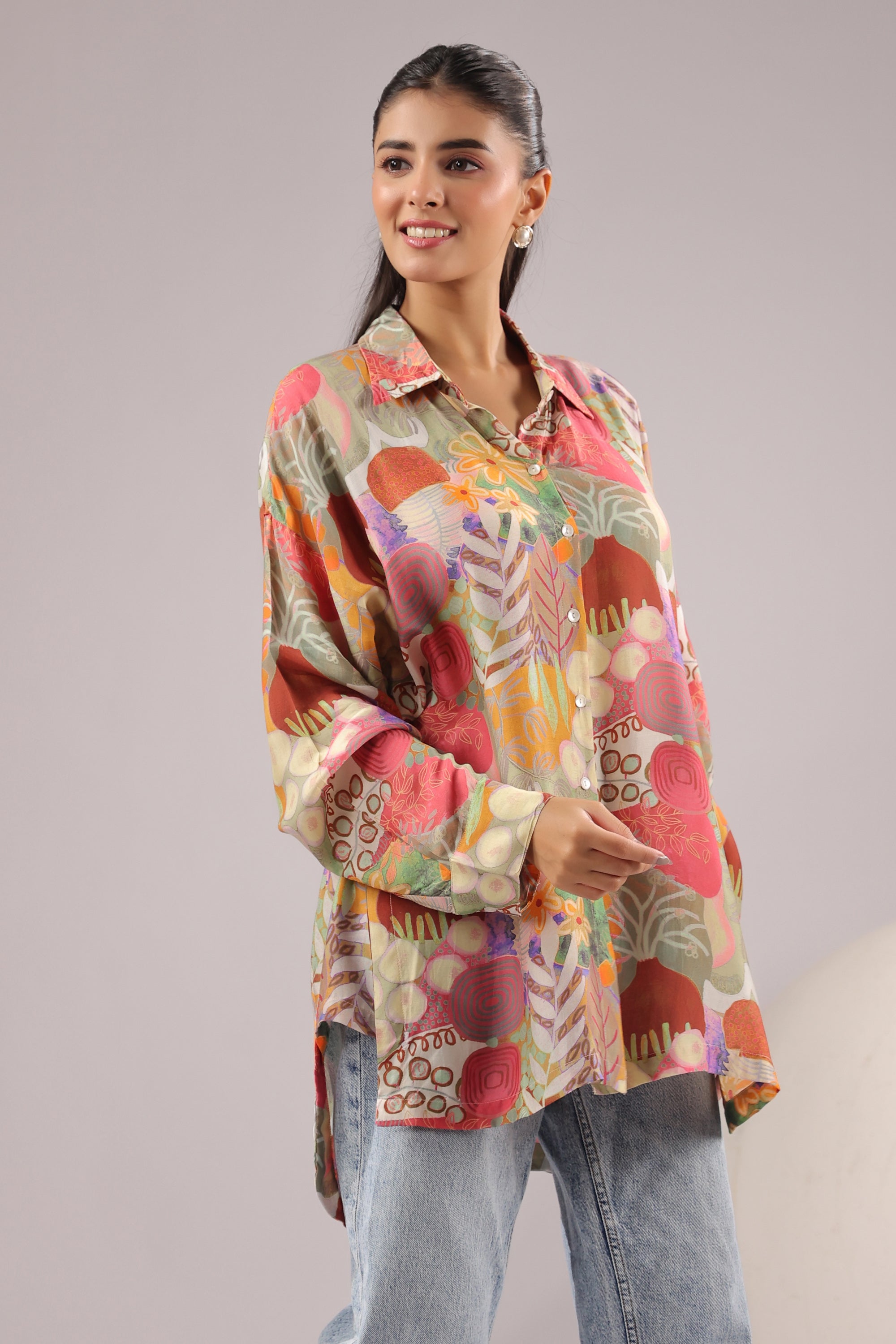 Botanic Muse Printed Muslin Silk Shirt