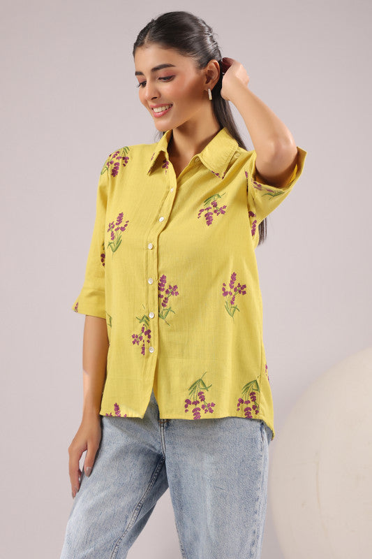 Sunny Bloom Embroidered Cotton Flex Shirt