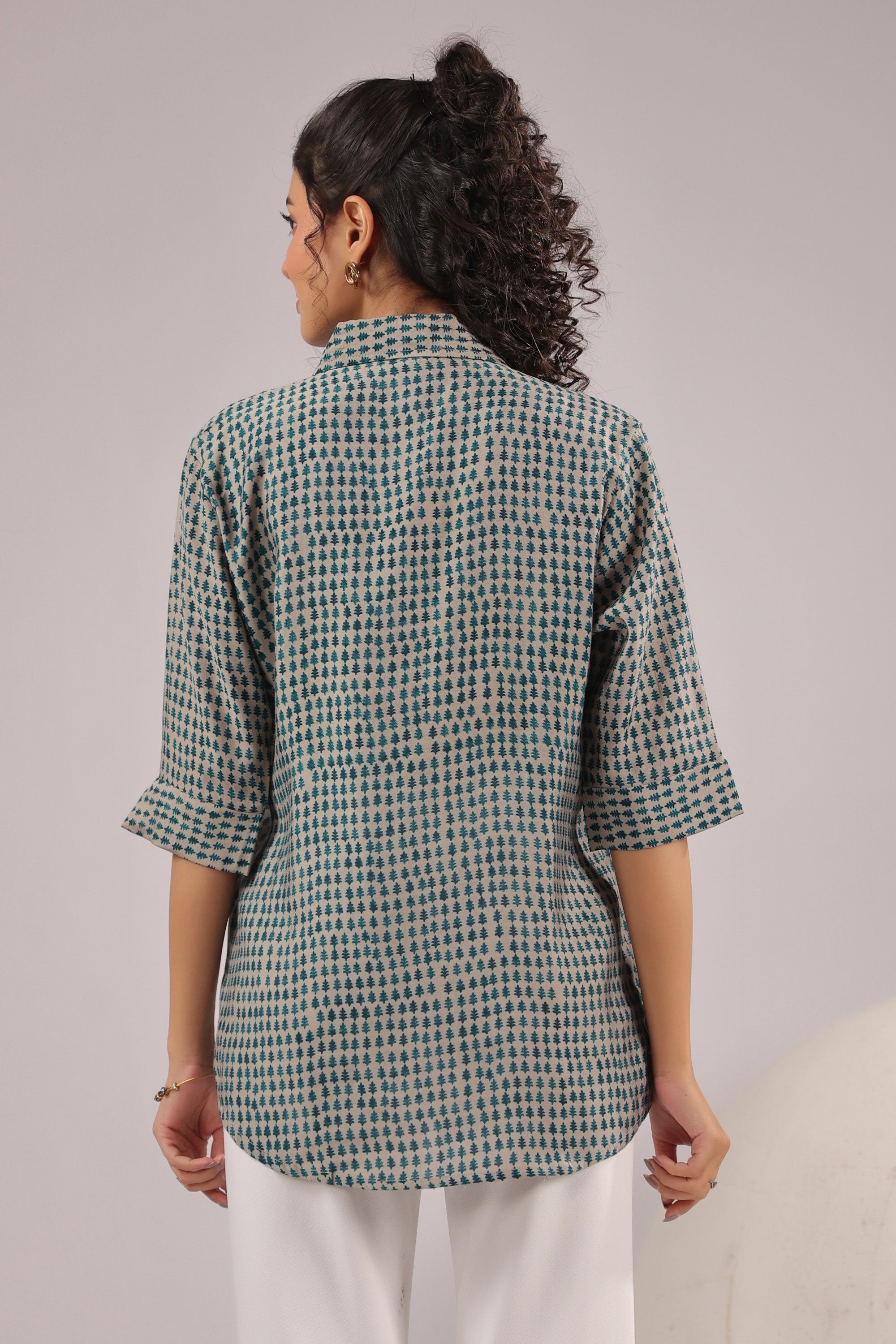 Olive Dusk Printed Muslin Silk Shirt