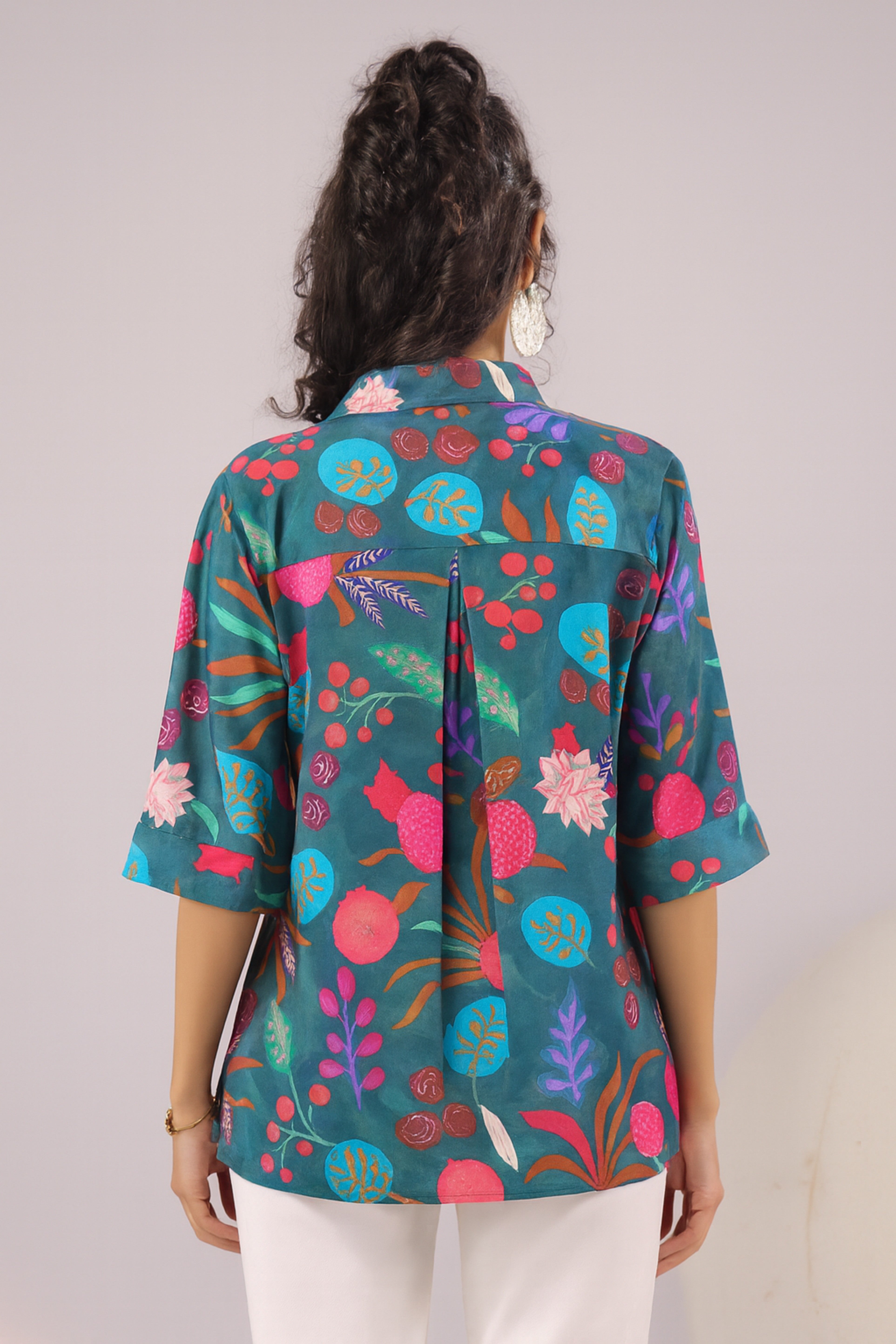Jungle Bloom Printed Muslin Silk Shirt