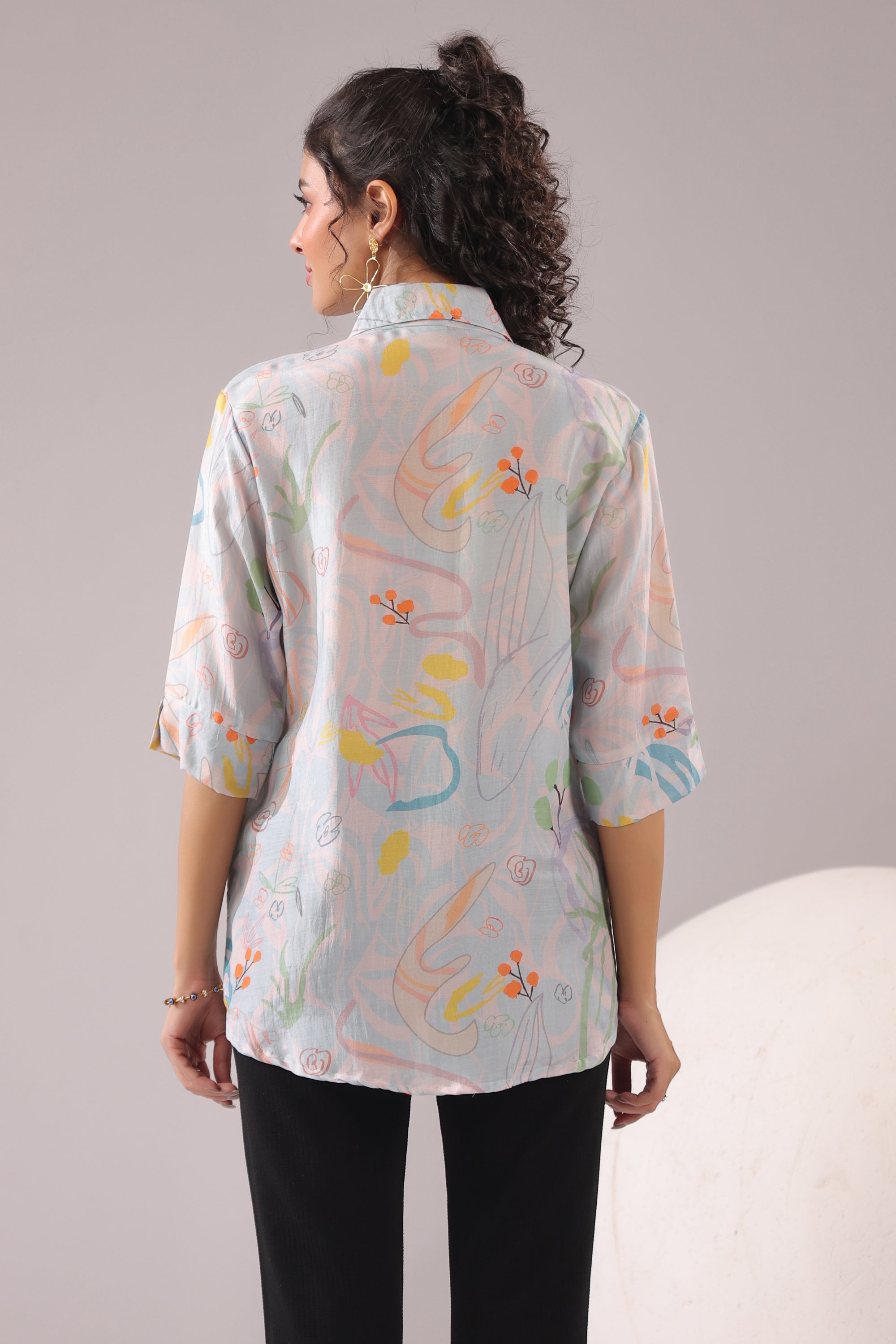 Tropical Muse Printed Muslin Silk Shirt