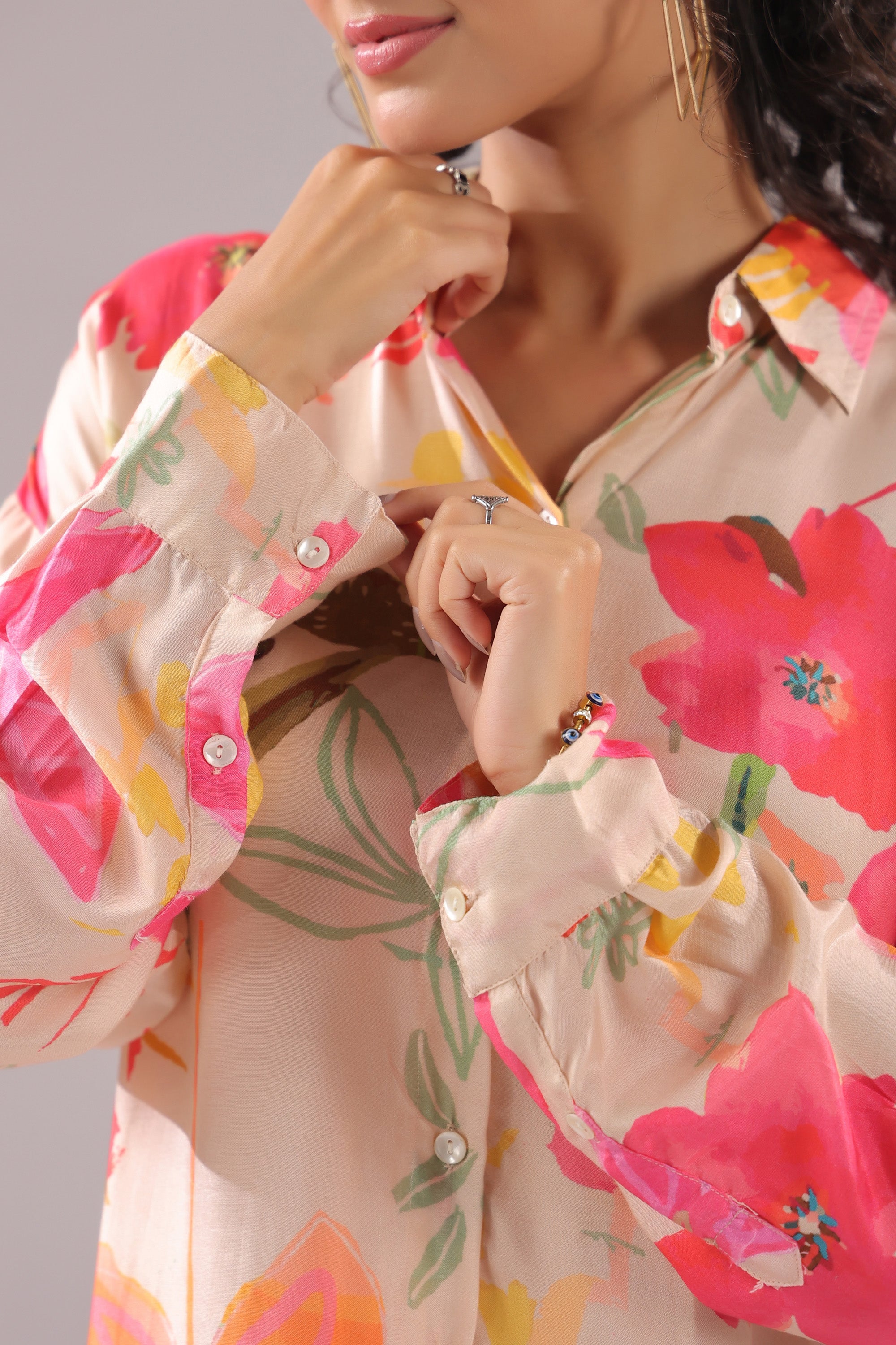 Floral Muse Printed Muslin Silk Shirt