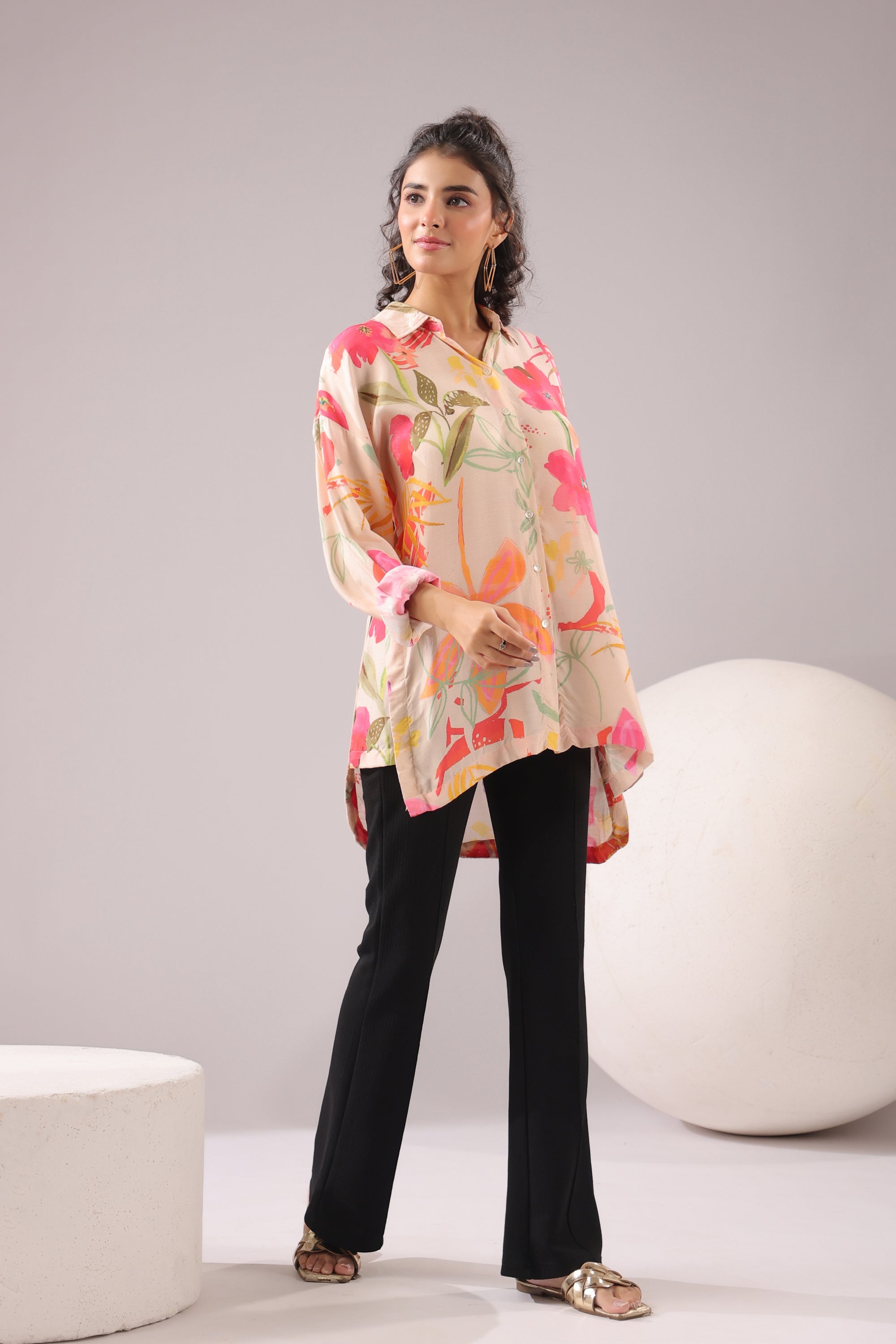 Floral Muse Printed Muslin Silk Shirt