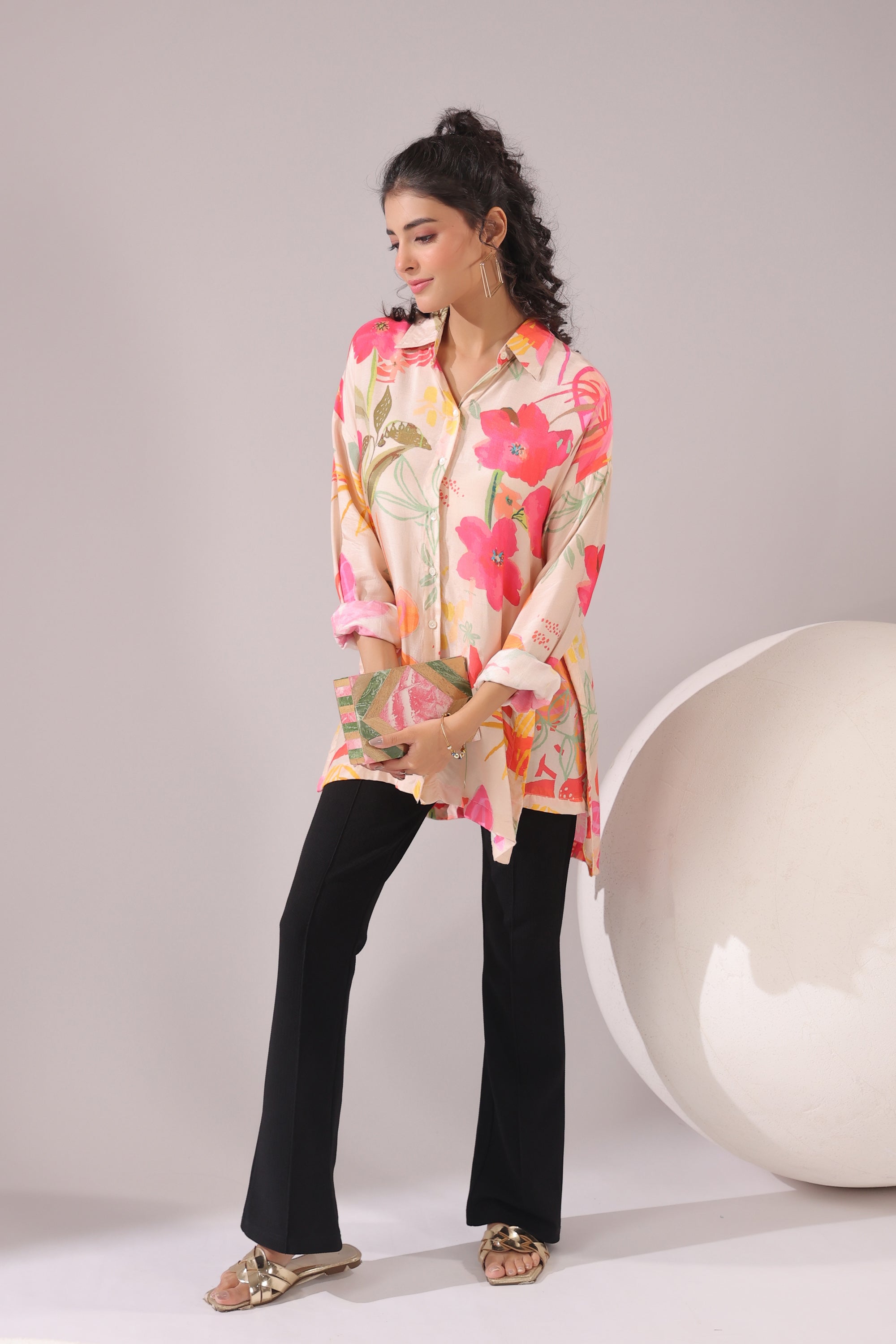 Floral Muse Printed Muslin Silk Shirt