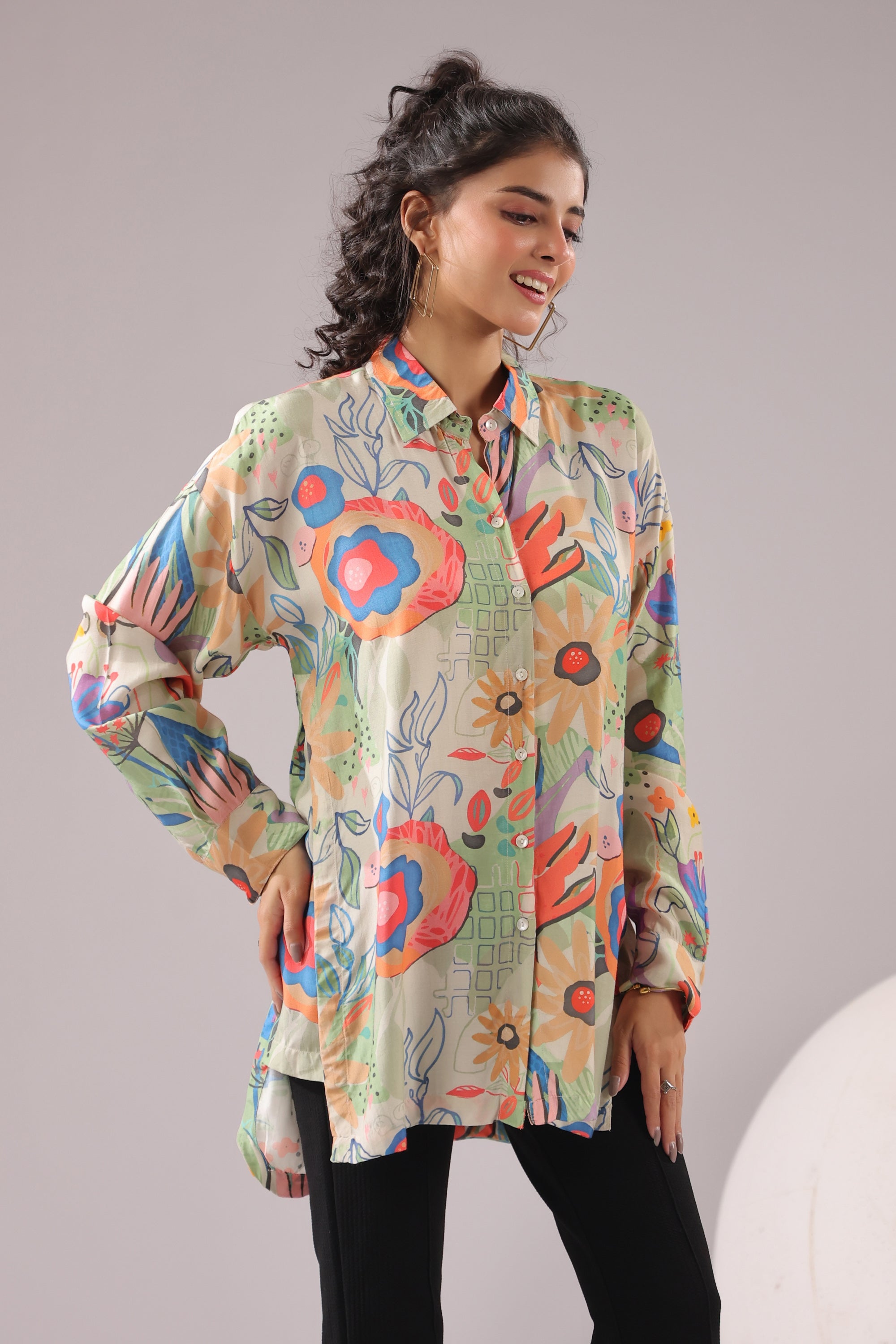 Garden Glow Printed Muslin Silk Shirt
