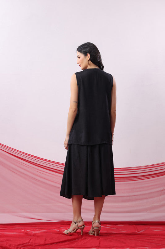 Black Straight Fit Sleeveless Casual Co-ord Set