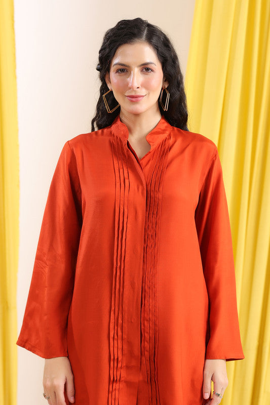 Burnt Orange Solid Casual Co-ord Set