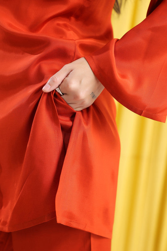 Burnt Orange Solid Casual Co-ord Set