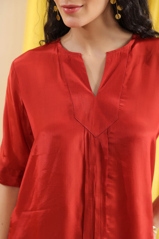 Rust Red Solid Casual Co-ord Set