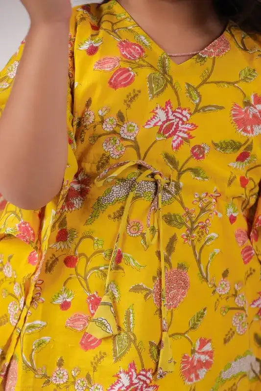 Sunlit Floral Kaftan Cotton Set
