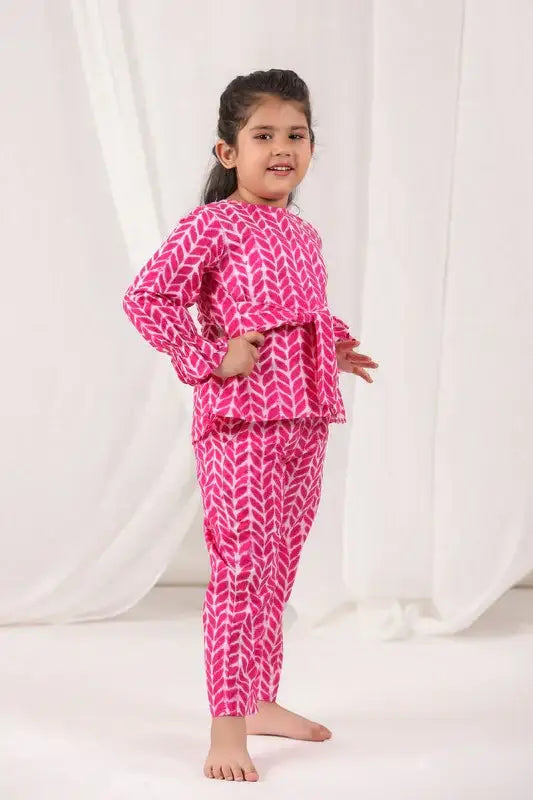 Pink Chevron Cotton Co-ord Set