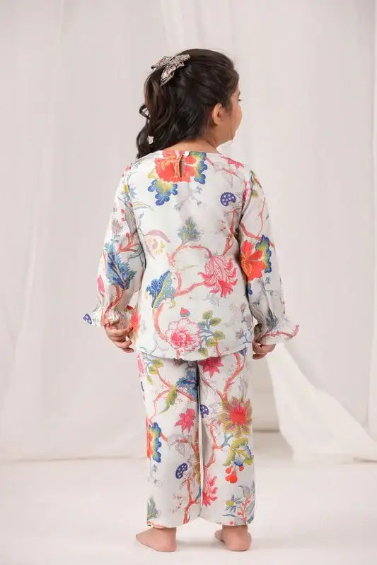 Ivory Bloom Russian Silk Coord Set