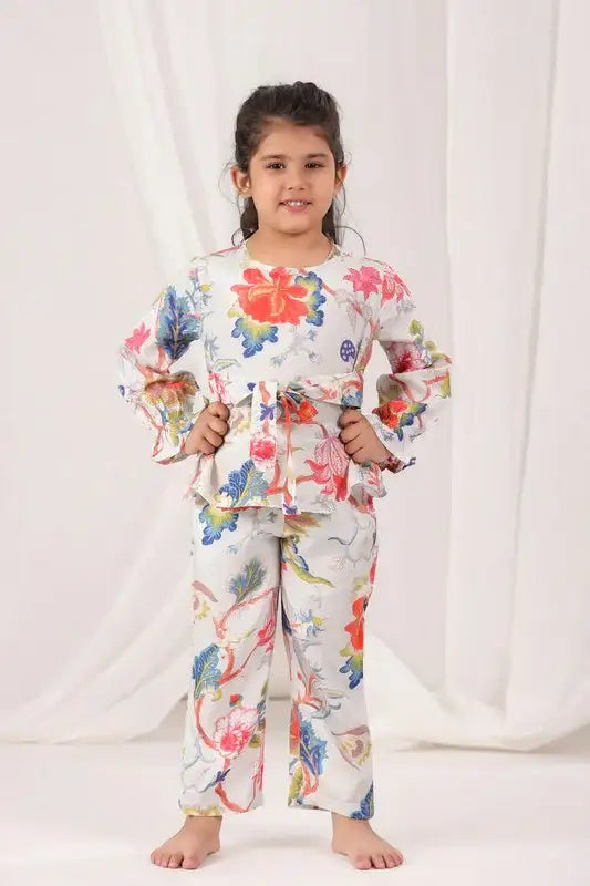 Ivory Bloom Russian Silk Coord Set