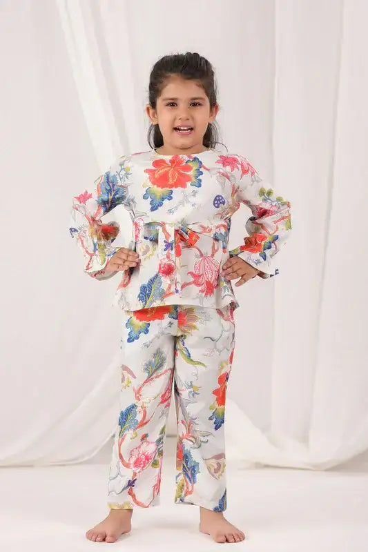 Ivory Bloom Russian Silk Coord Set