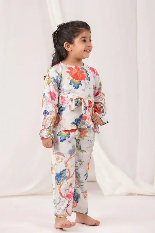 Ivory Bloom Russian Silk Coord Set