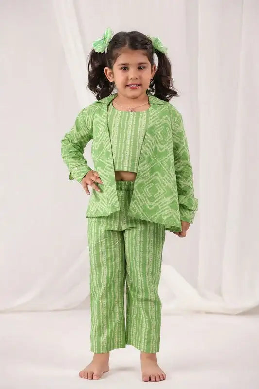 Evergreen Shibori Cotton Three-Piece Set