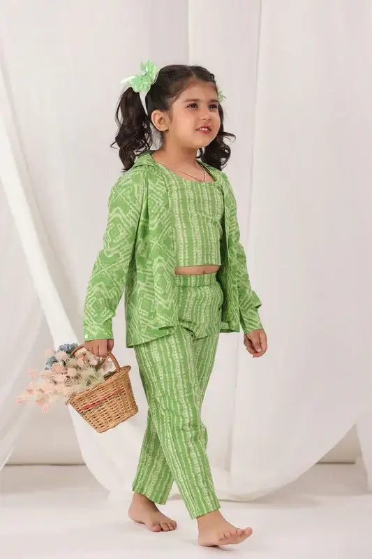 Evergreen Shibori Cotton Three-Piece Set