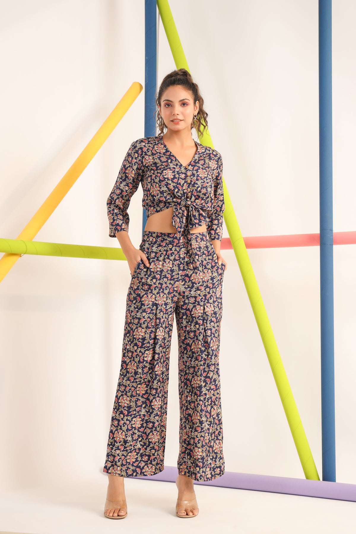 Jaipuri Jaal on blue Cotton Co-ord set