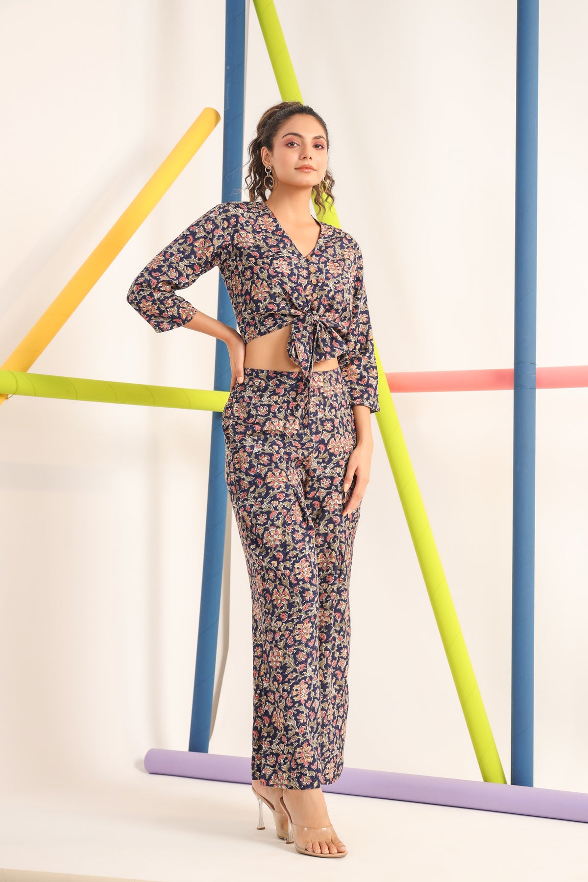 Jaipuri Jaal on blue Cotton Co-ord set