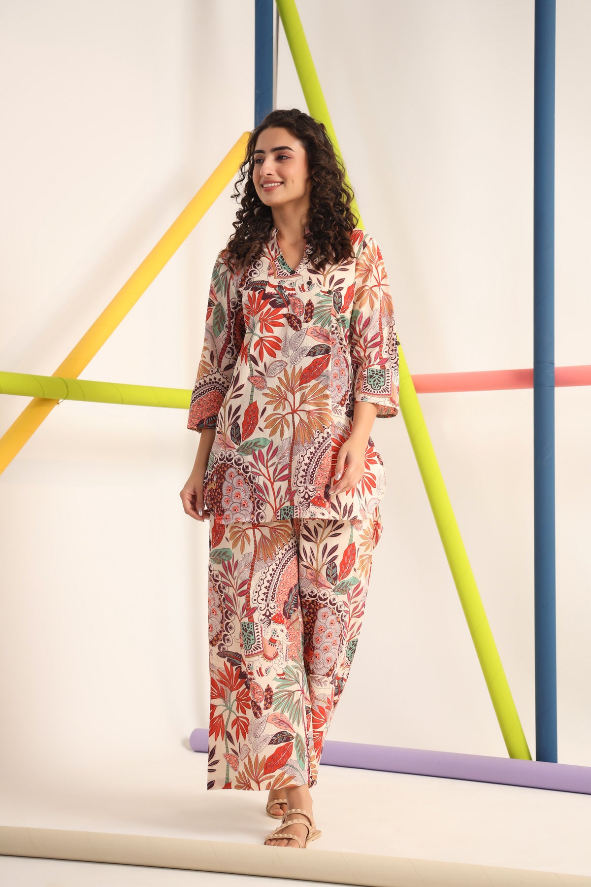 Bohemian Multi Coloured Cotton Co-ord Set