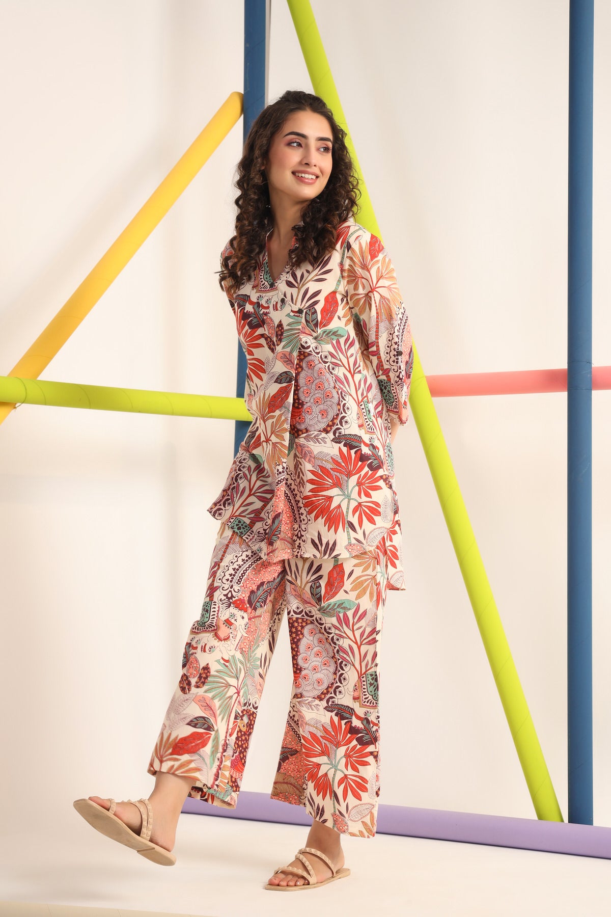 Bohemian Multi Coloured Cotton Co-ord Set