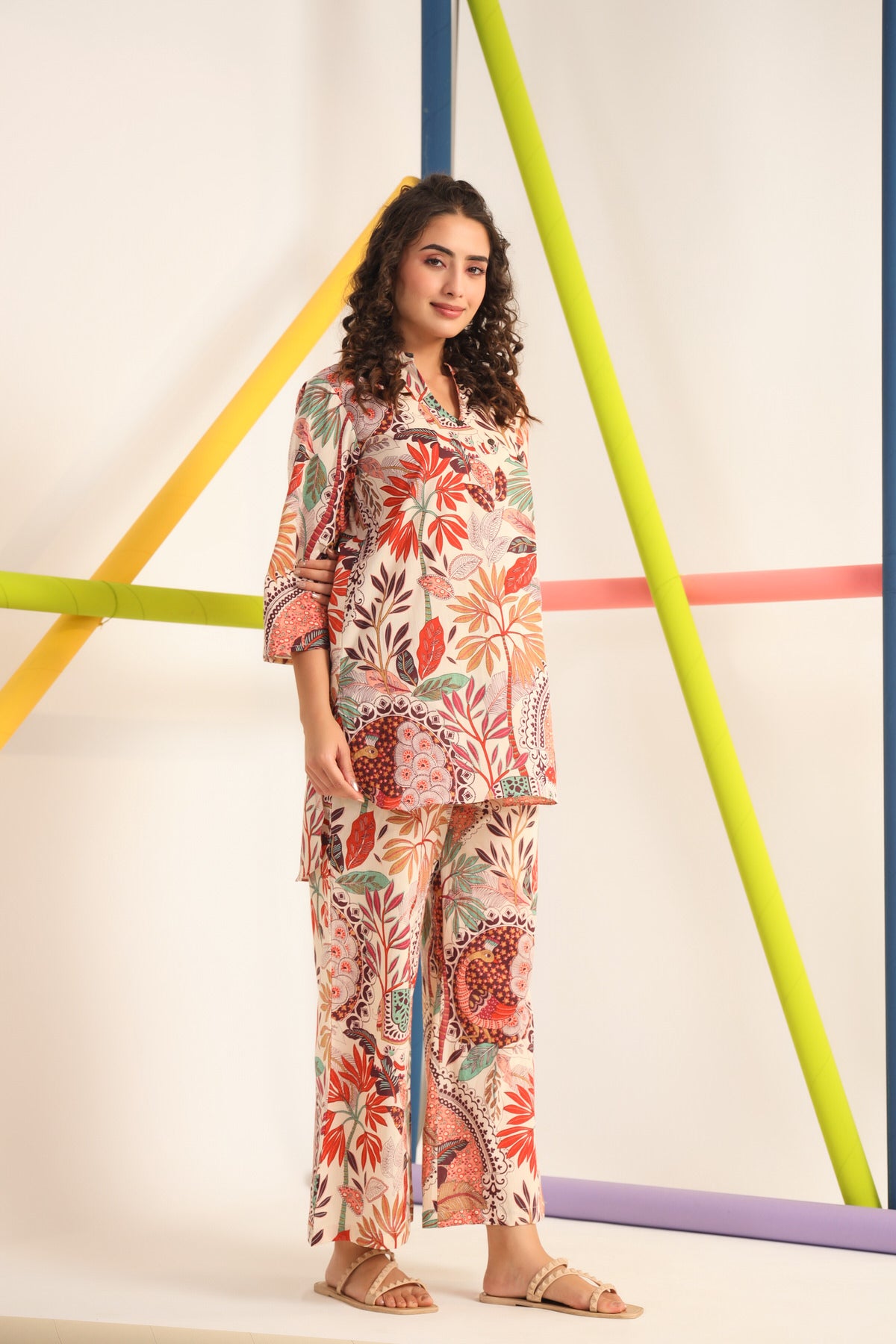 Bohemian Multi Coloured Cotton Co-ord Set