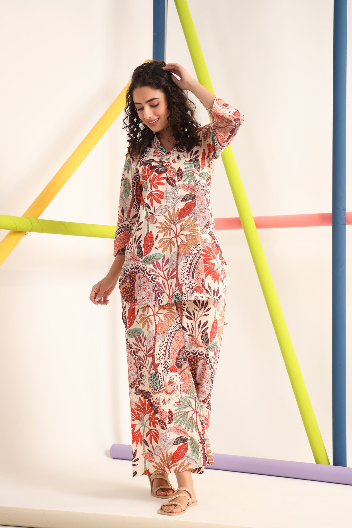 Bohemian Multi Coloured Cotton Co-ord Set