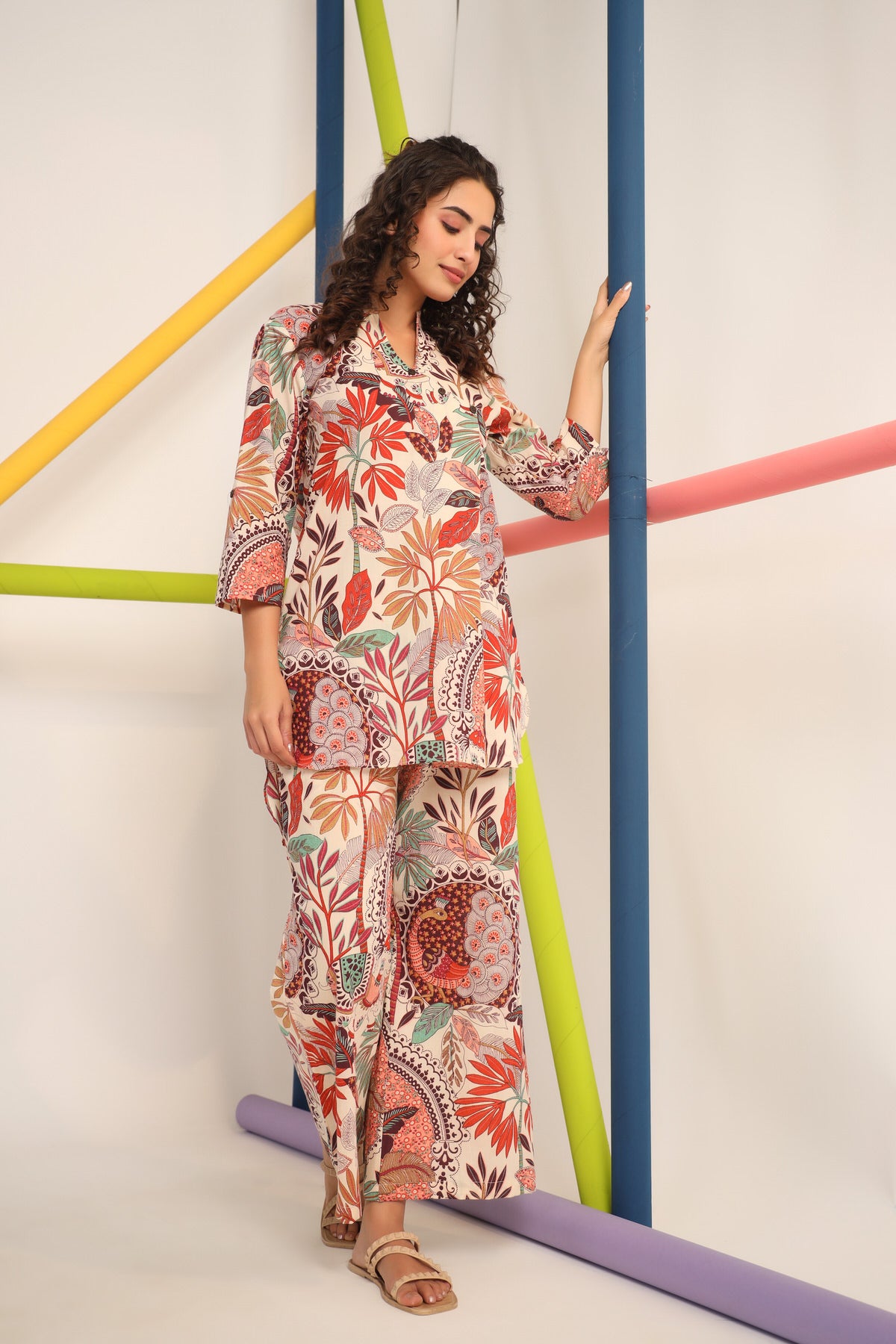 Bohemian Multi Coloured Cotton Co-ord Set