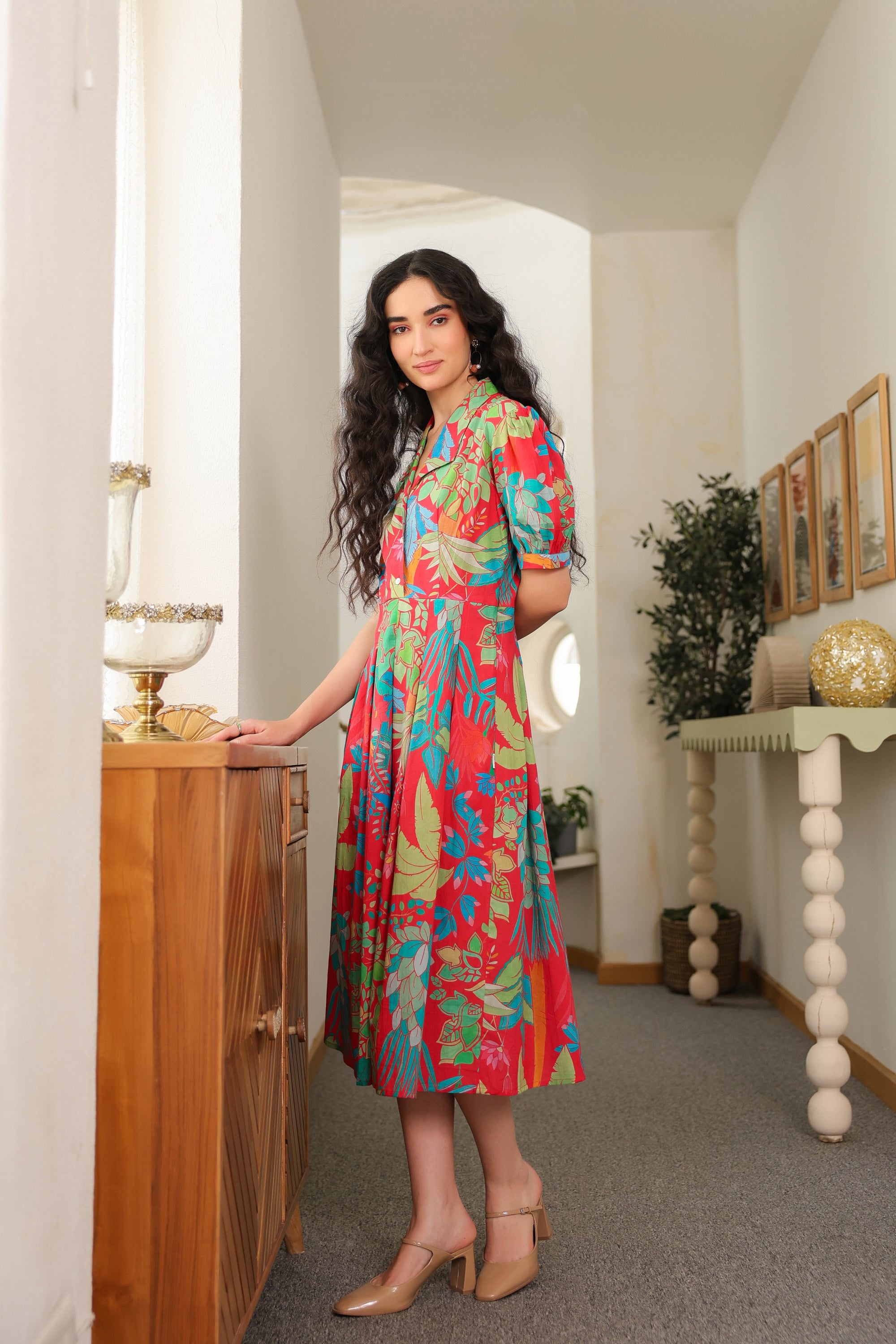 Scarlet Tropics Cotton Dress