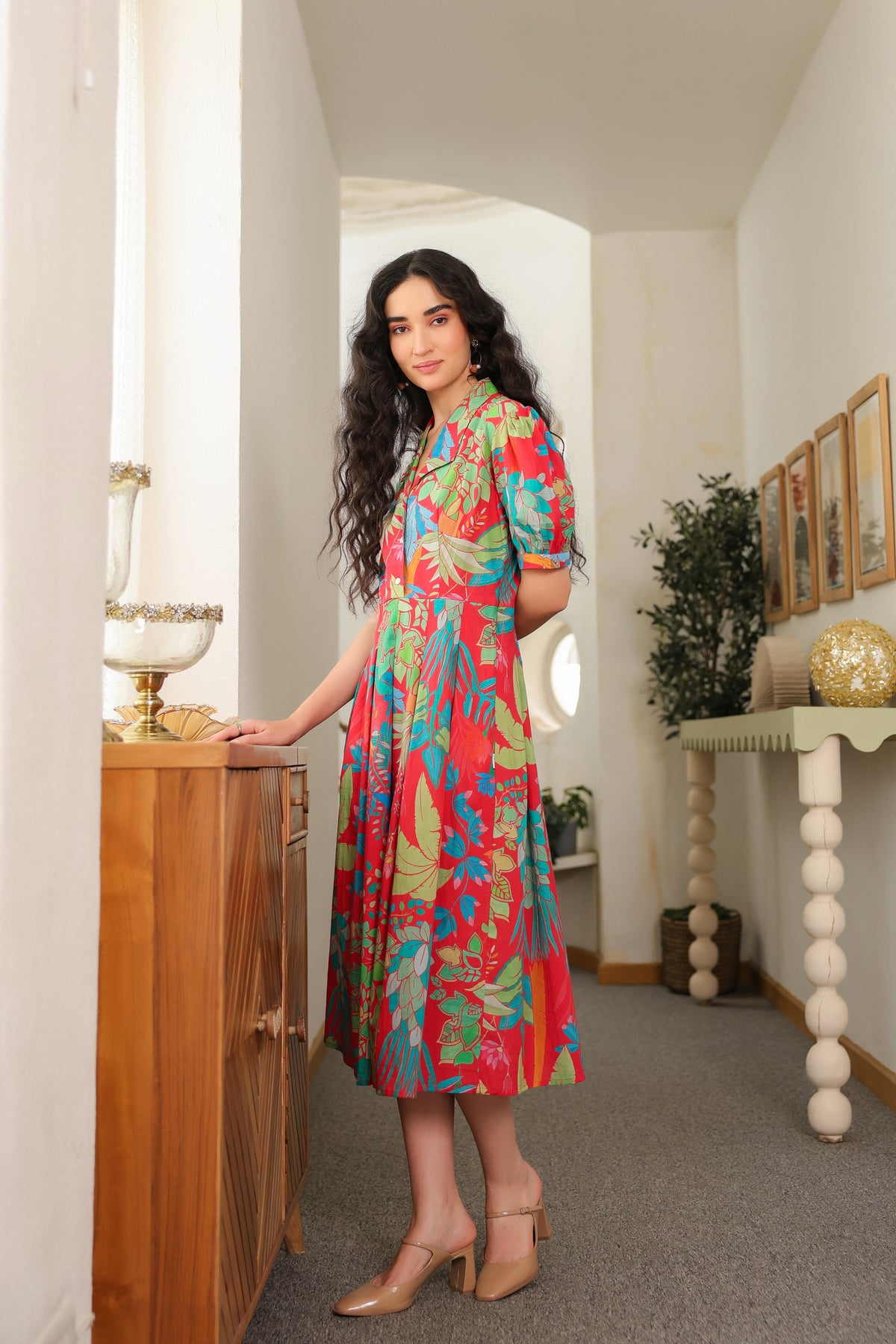 Scarlet Tropics Cotton Dress