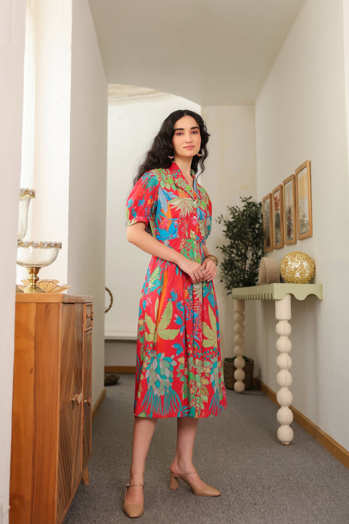 Scarlet Tropics Cotton Dress
