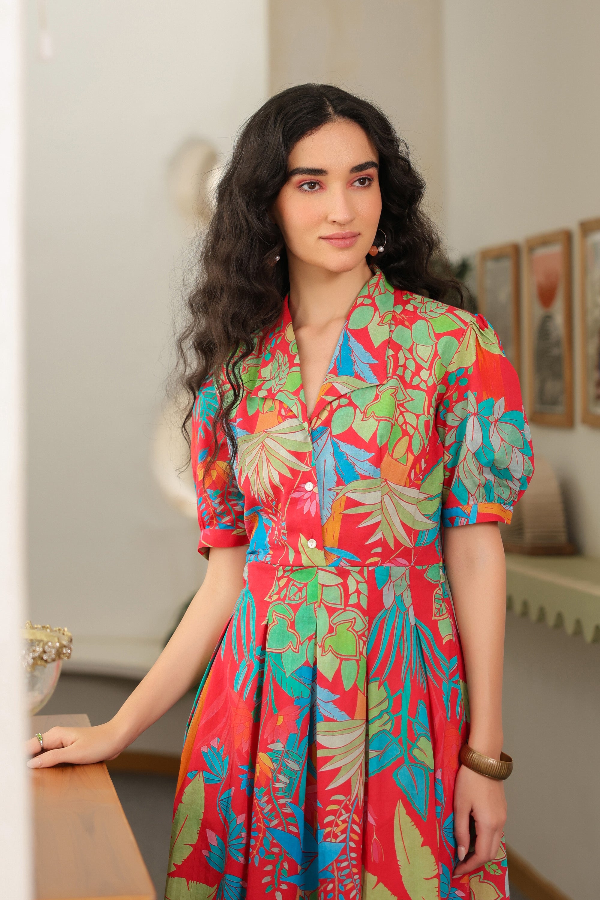 Scarlet Tropics Cotton Dress