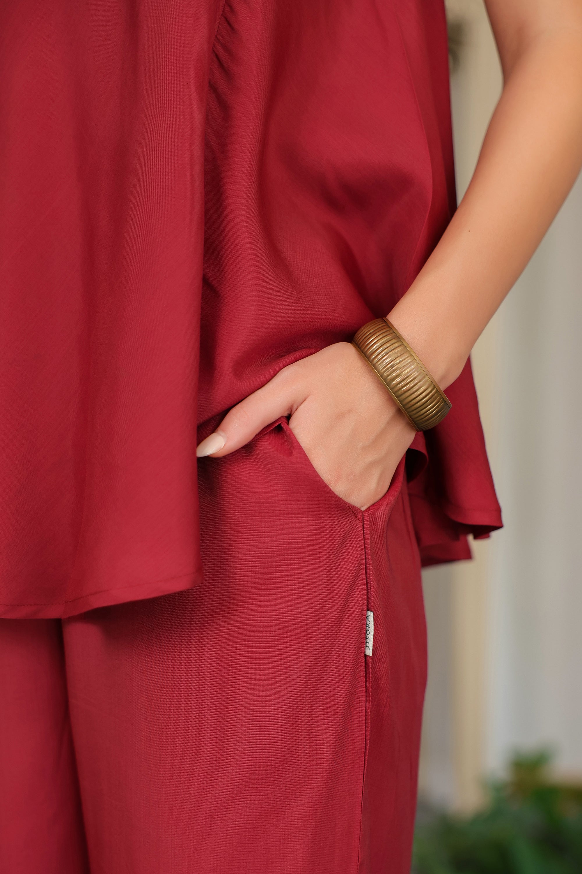 Ruby Flow Sleeveless Russian Silk Co-ord Set