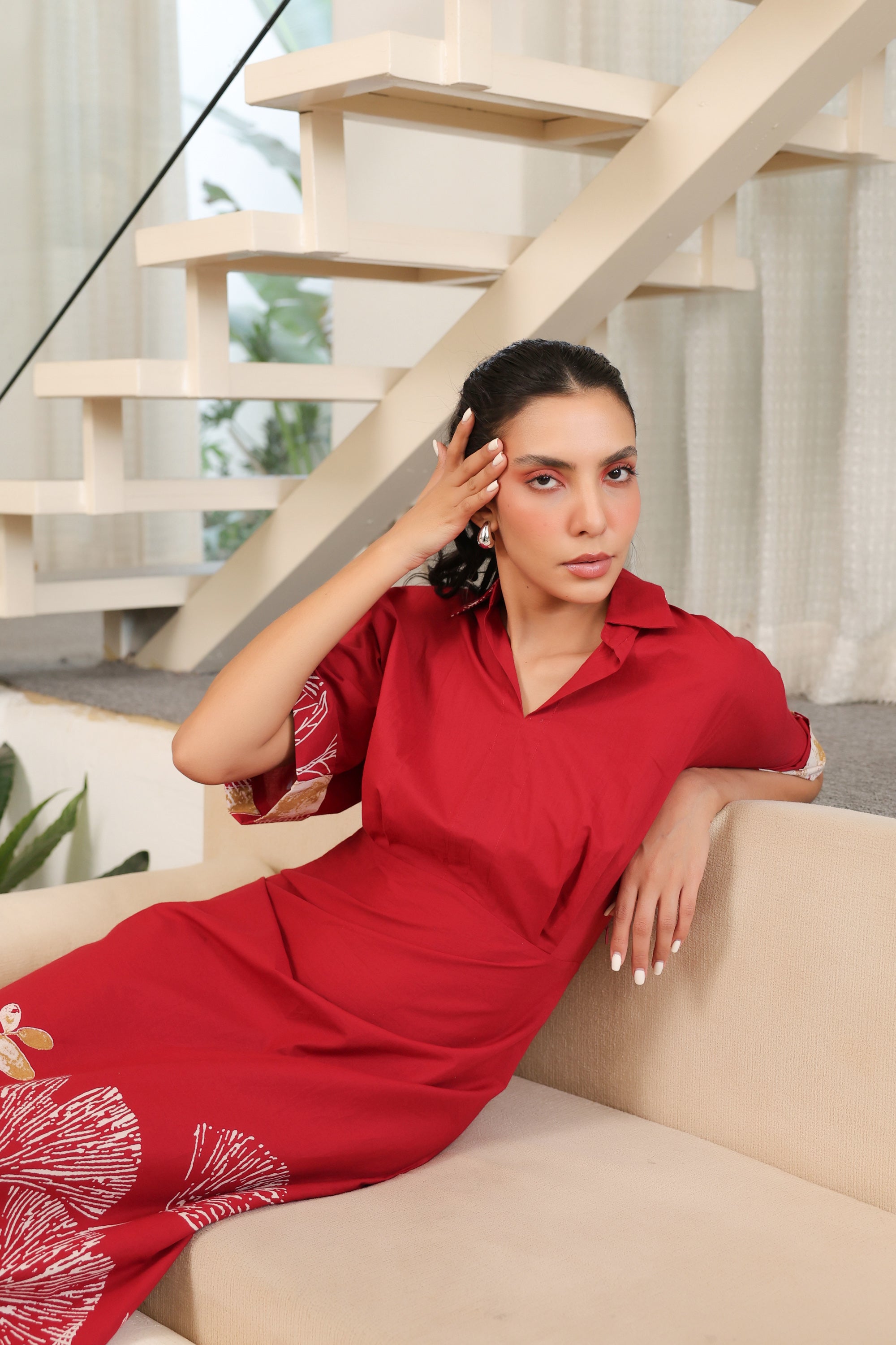 Scarlet Charm Cotton Dress