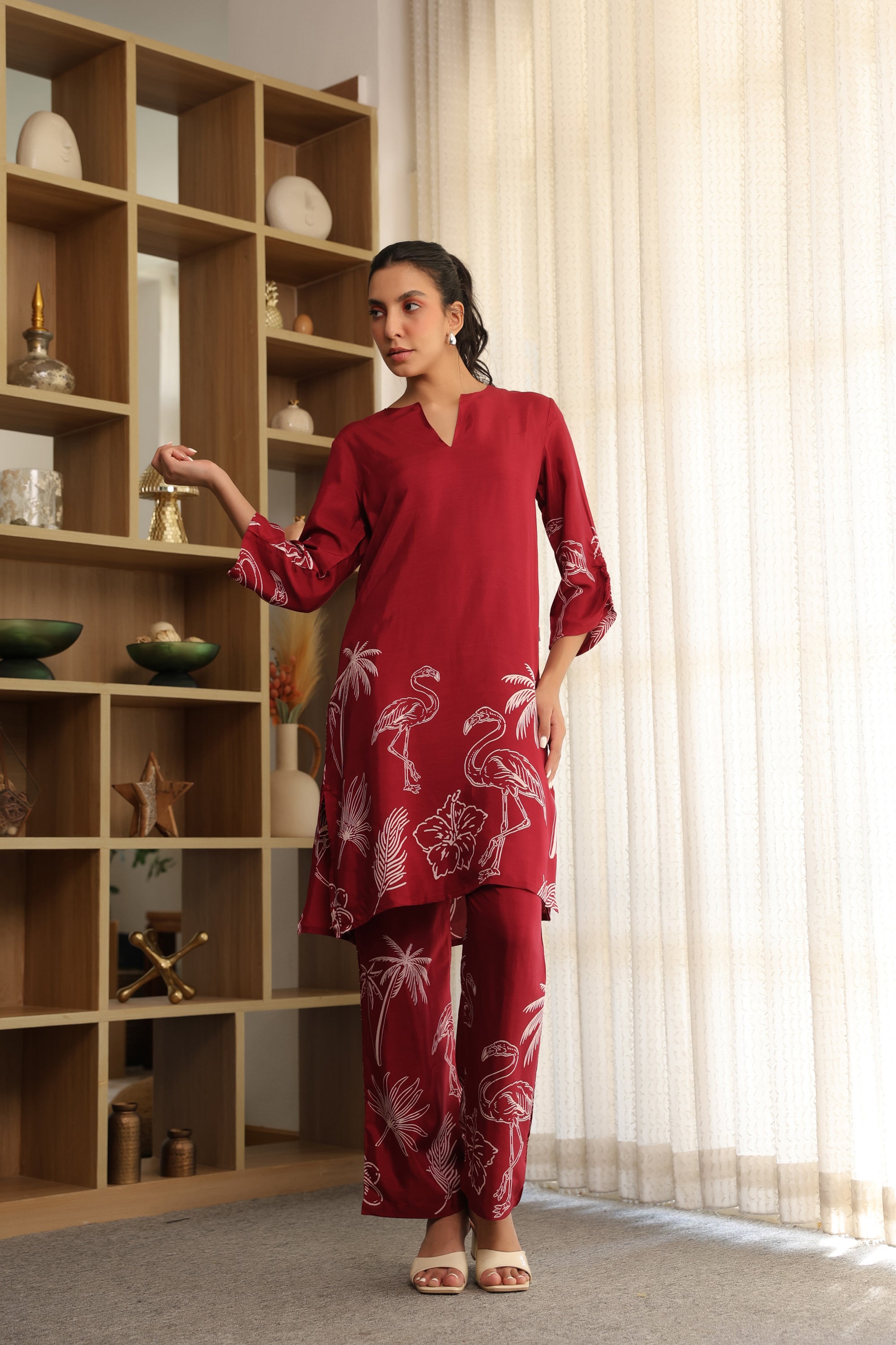 Wine Whisper Russian Silk Co-ord Set